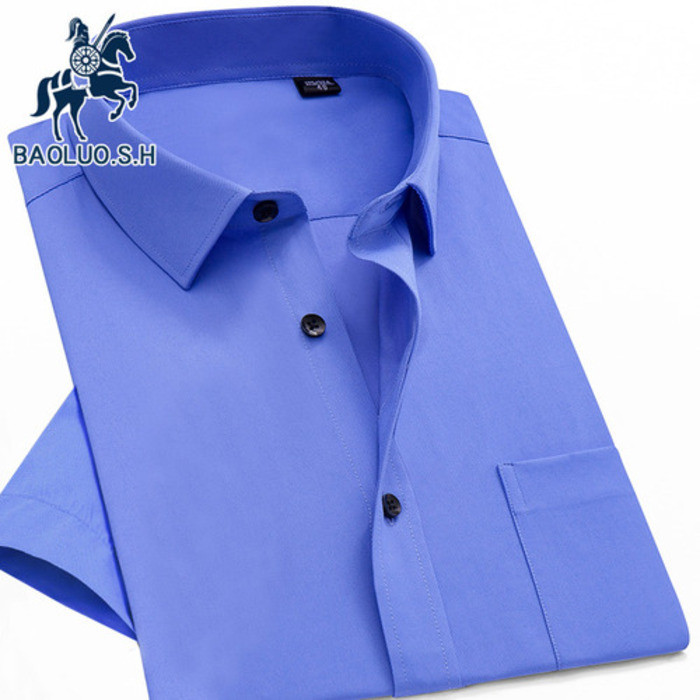 Kaos pendek biru dalam Paul, gaun bisnis pria, pakaian kerja garis, pengantin pria pernikahan, kaos 