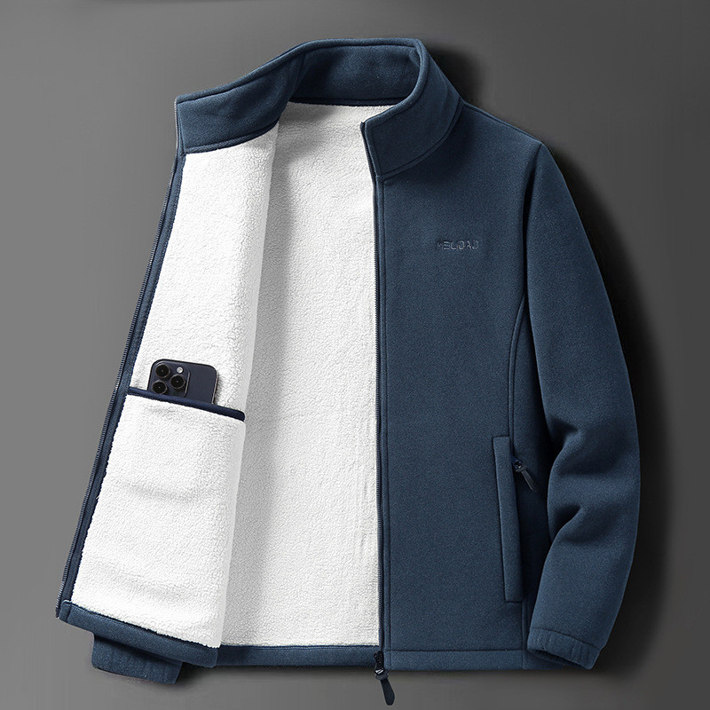 Jaket lamb fleece di gugur musim dingin, plush tebal usia tengah orang tua liburan, jaket dingin dan