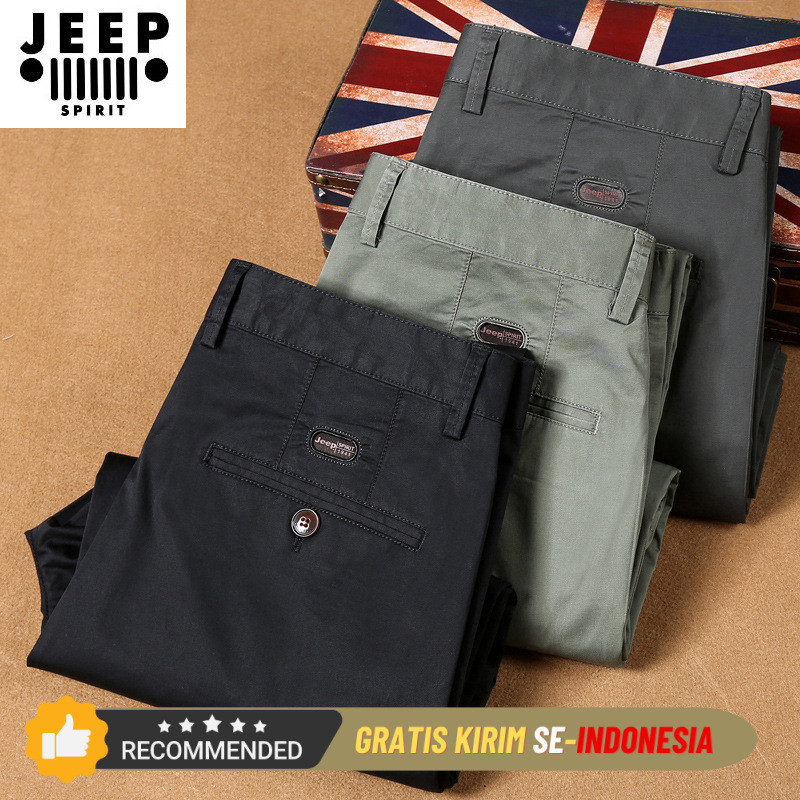 Kemeja Laki Laki Pria Import Kantor  JEEP SPIRIT pantalon murni kapas biasa, gaya semi dan musim gug