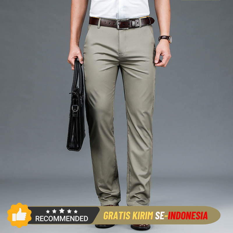 Kemeja Laki Laki Pria Import Kantor  Ice Oxygen Bar Elastic Fiber High Waist Loose Straight Casual f