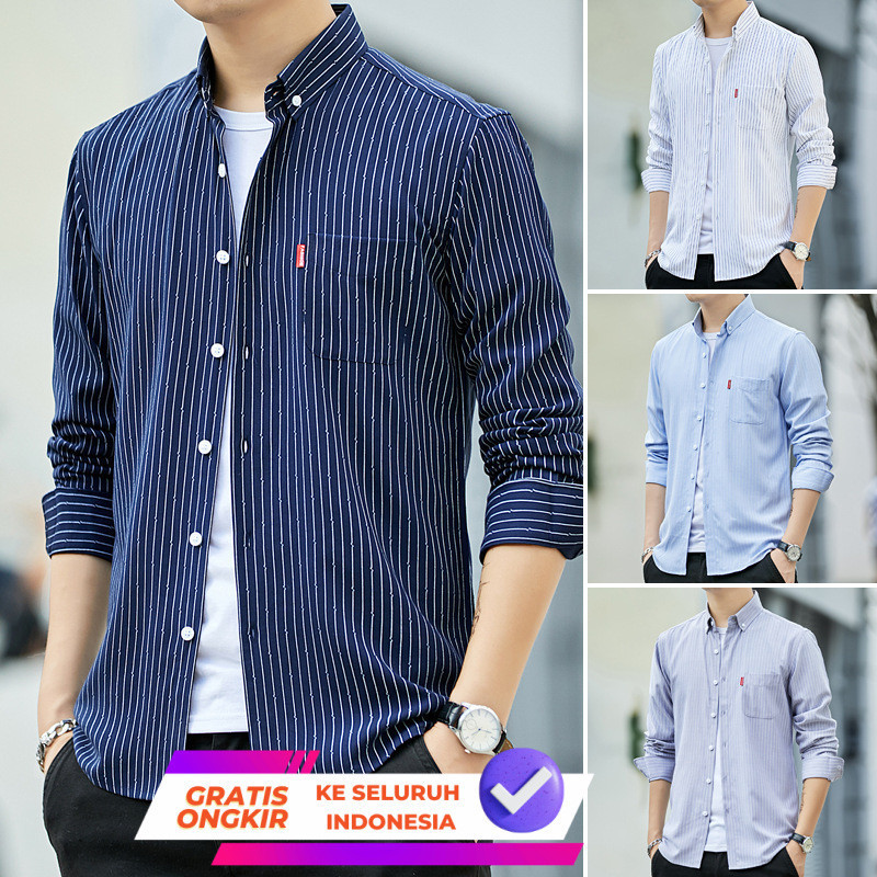 Kemeja Pria  Kaos lengan 2021 baju baru bersih licin cocok dengan versi Korea bisnis kaos biasa fash
