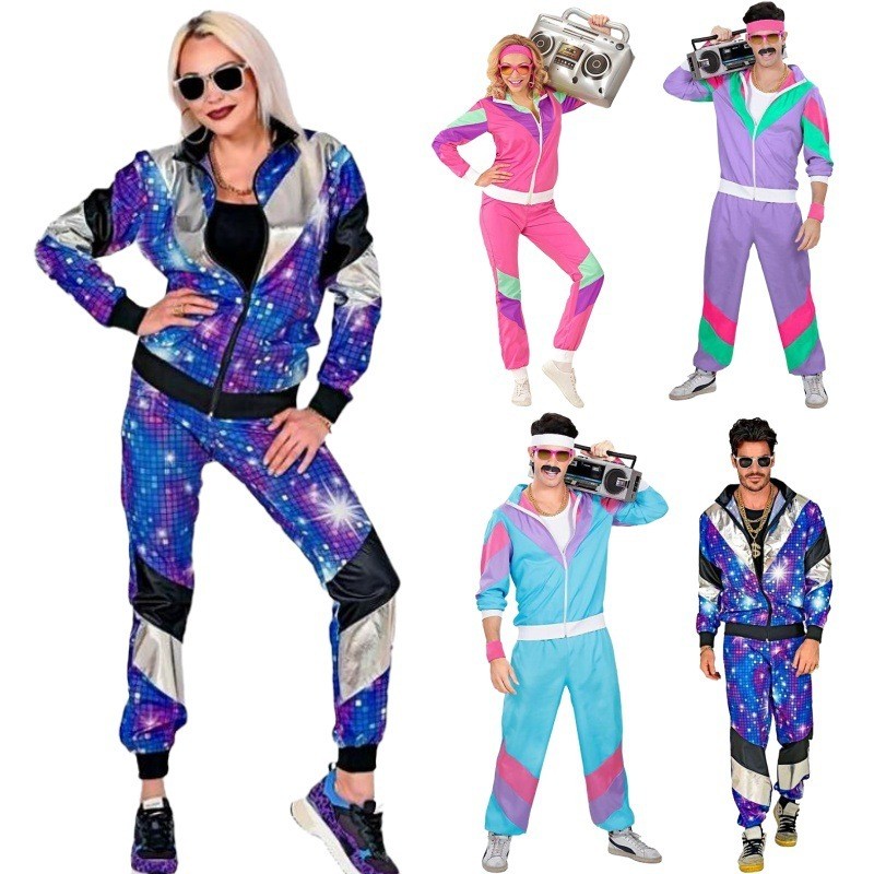 Baju Dance Hip Hop    Kostum Halloween, 80-An Disco Hip-Hop Jaket Olahraga Celana Set, Kostum Dansa 