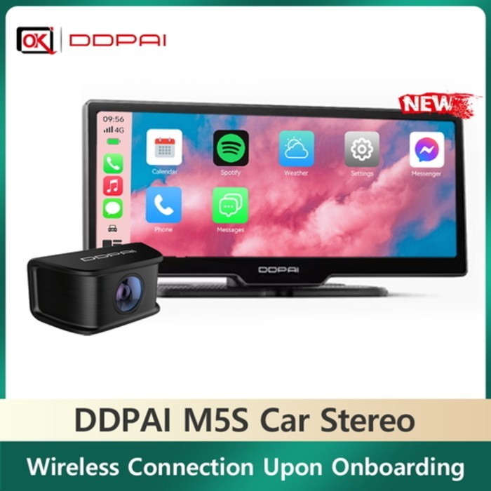 DDPAI M5S Dash Cam 2K Kamera Mobil Dual 8.9 inci ultra jelas layar sentuh mobil Stereo