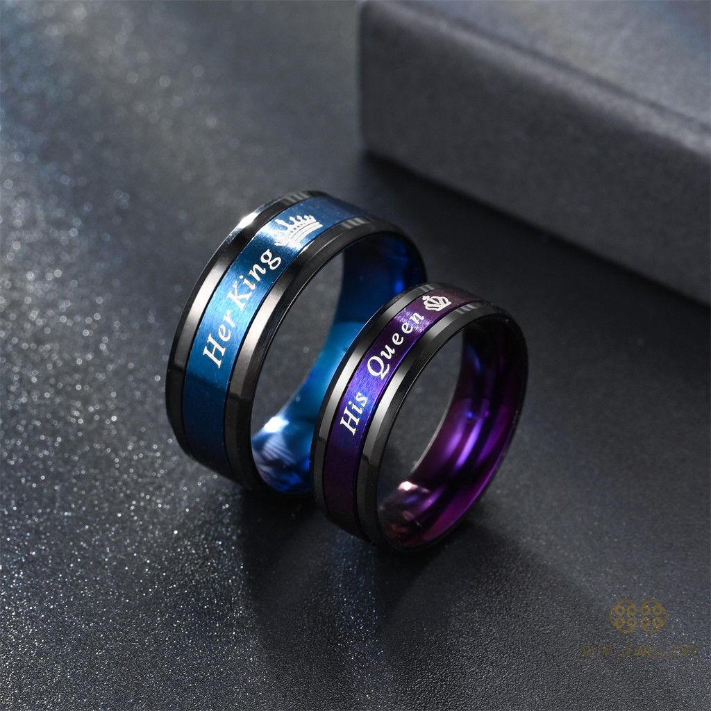 Retro rajanya pasangan cincin ratu titanium baja titanium pair cincin perhiasan perhiasan grosir