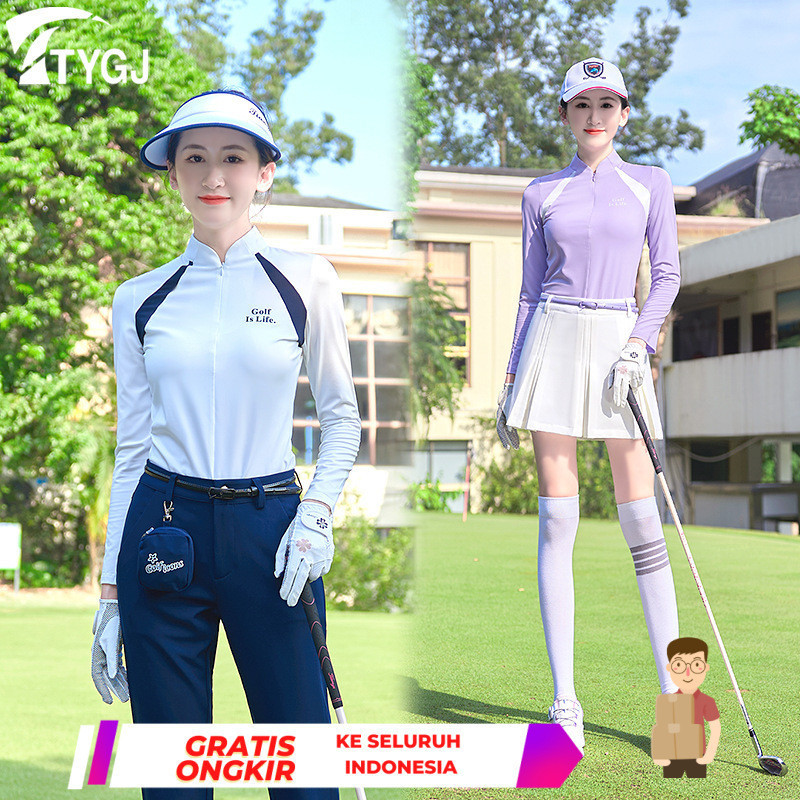 Pakaian Golf  Pakaian T-shirt versi Korea wanita golf olahraga top cepat kering cocok polo baju leng