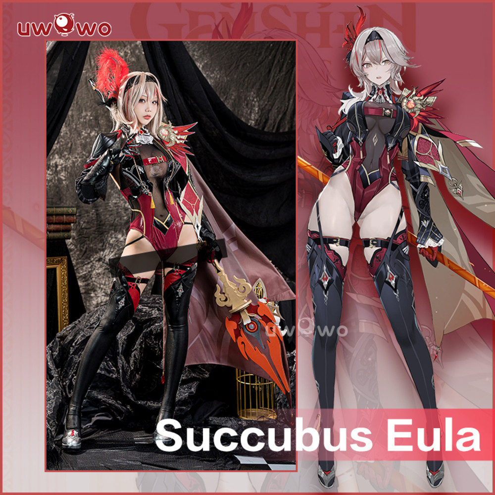 Dalam Stok UWO Exclusive Eula Genshin Impact Cosplay Succubus Ver. Halloween Costumes Size S-3XL Gam