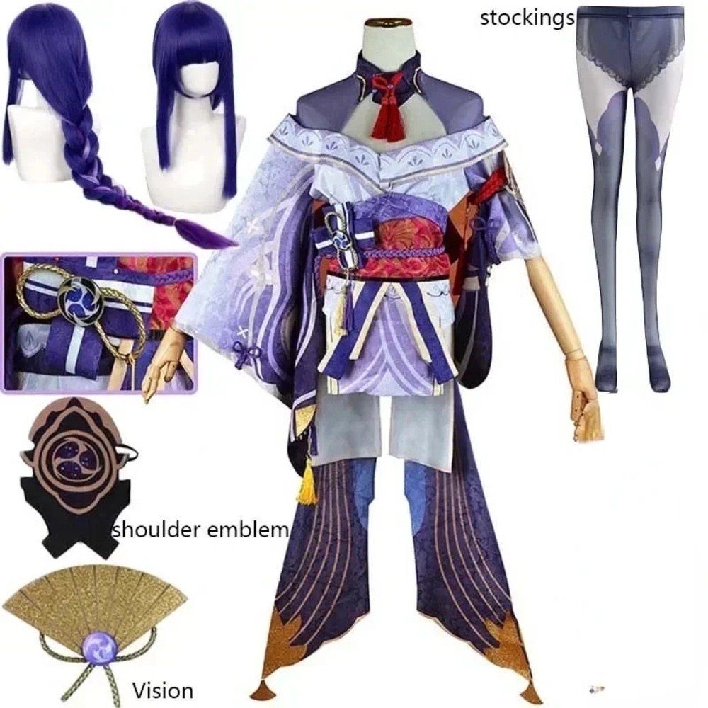 Shogun Cosplay Costume Baal Outfits Raiden Mei Full Set Dress Headwear for Anime Expo