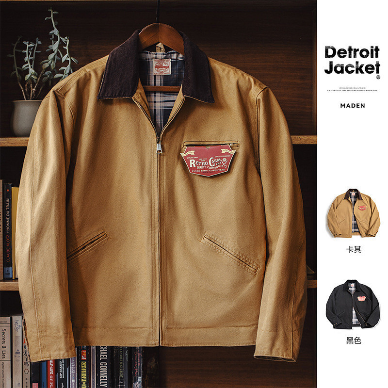 Pakaian kerja Madden Amerika Detroit berburu Amikaki lapel jaket pria musim gugur