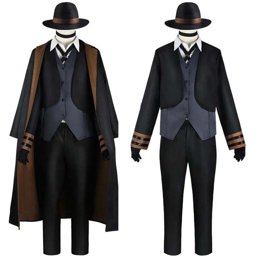 Nakahara Chuuya Cosplay Costume Include Hat Uniform Trench Coat Pants Big Size Outfits Halloween Par