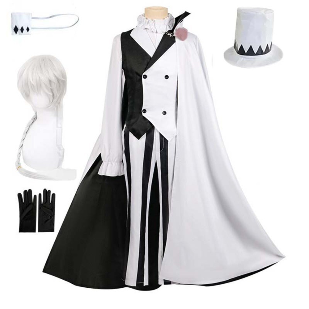 Gogol Kostum Anime Bungou BSD Season 4 Nikolai Cosplay Cloak Cape Uniform Suit Wig Halloween