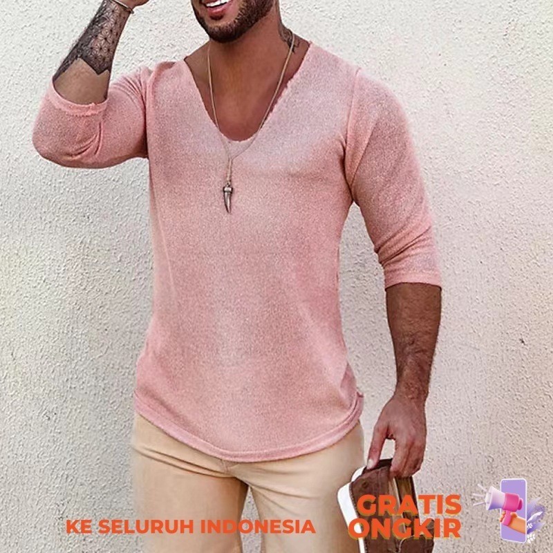 Sweater Pakaian Pria  2022 Musim semi/musim panas/musim gugur New Long Sleeve Thin Large V-Neck Men'