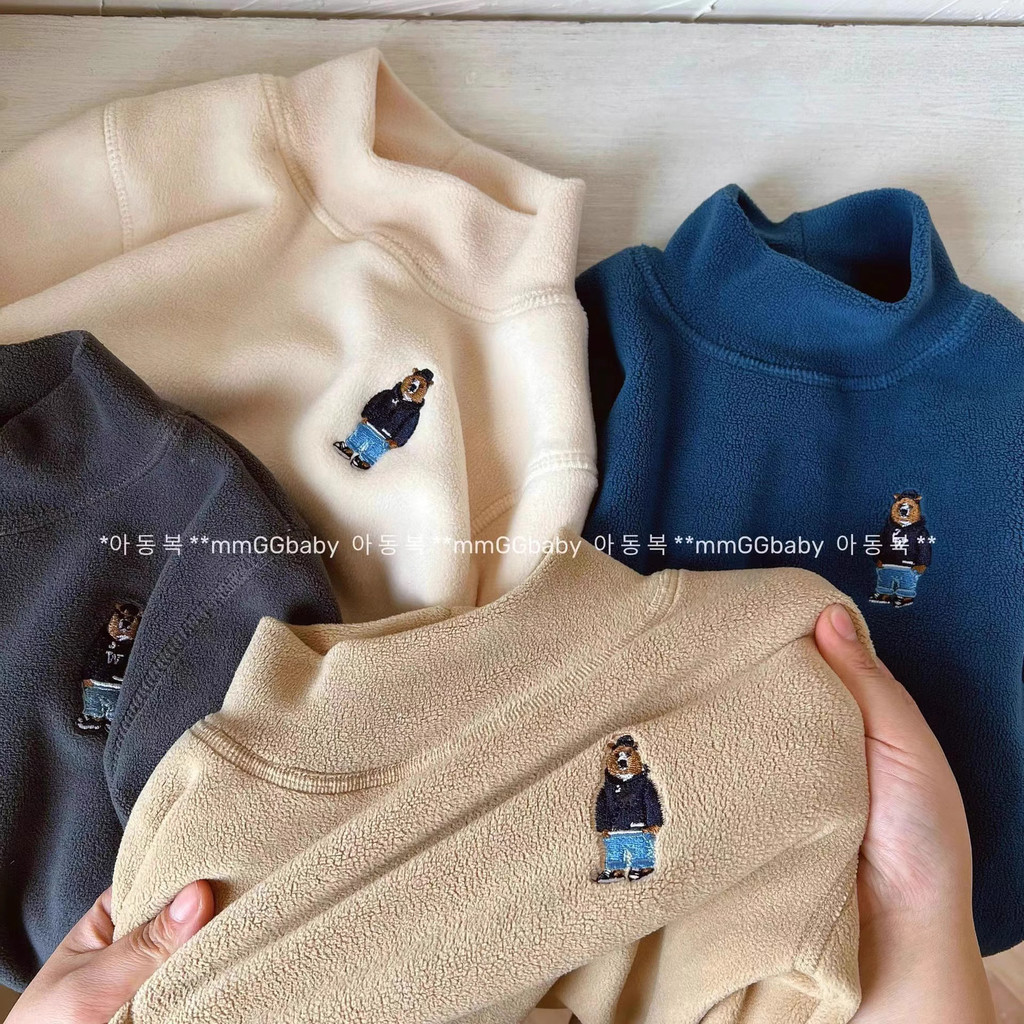 Anak-anak baju kerah tinggi wanita elastis anak-anak musim dingin plush anak laki-laki menebal pakai