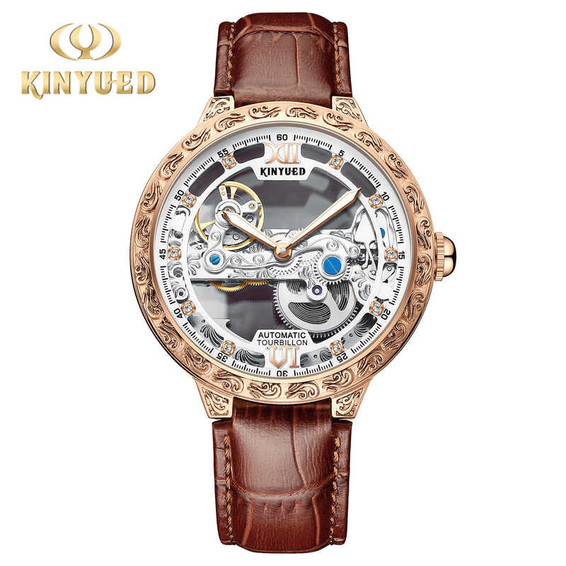 KINYUED   Full-Automatic Mechanical Hollowed Out Tourbillon Men's Watch