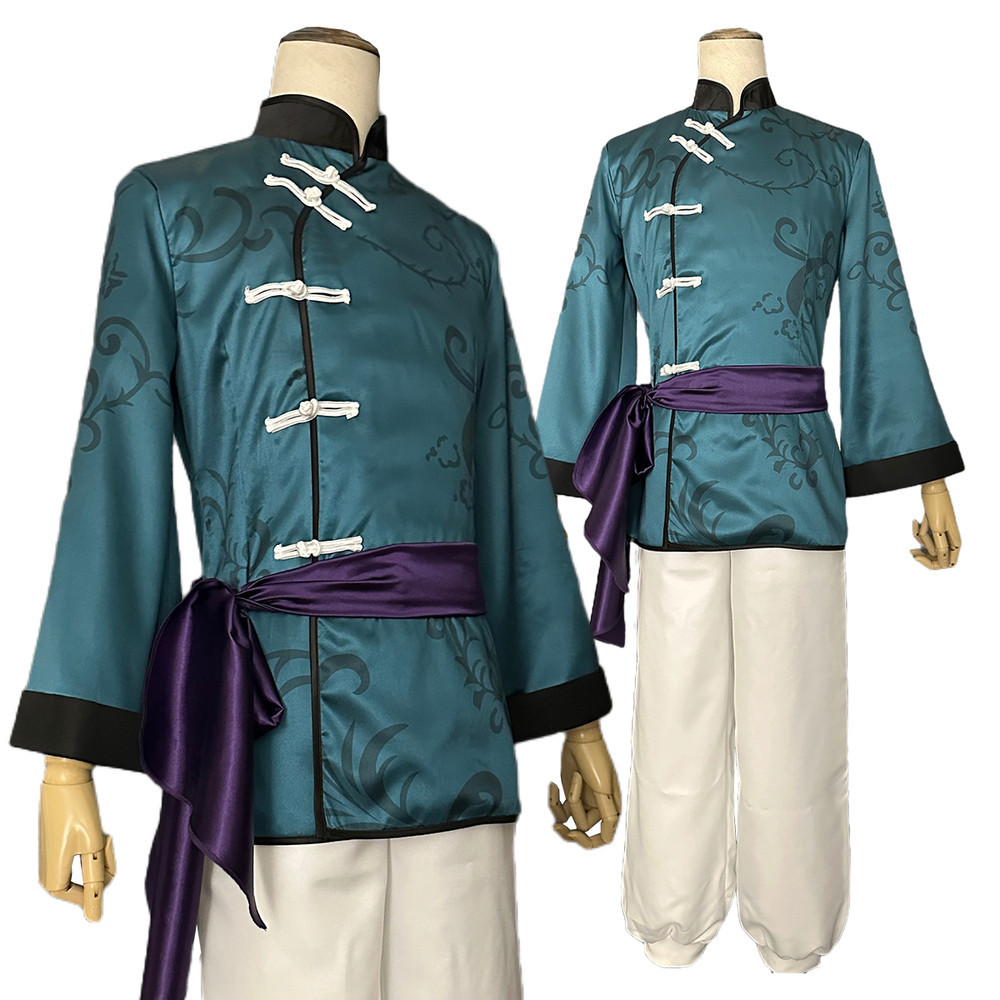 HOLOUN Blue Lock Anime Rin Itoshi Cosplay Costume Kung Fu Tang Suit Wig Rose Network Sythetic Fibers