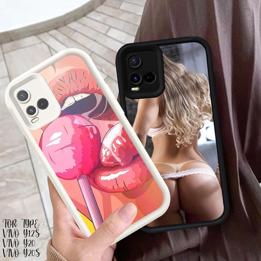 R-49 Red Lips Hot Girl Case Lembut Casing untuk VIVO Y21t Y33s Y21 Y21e Y21s Cover