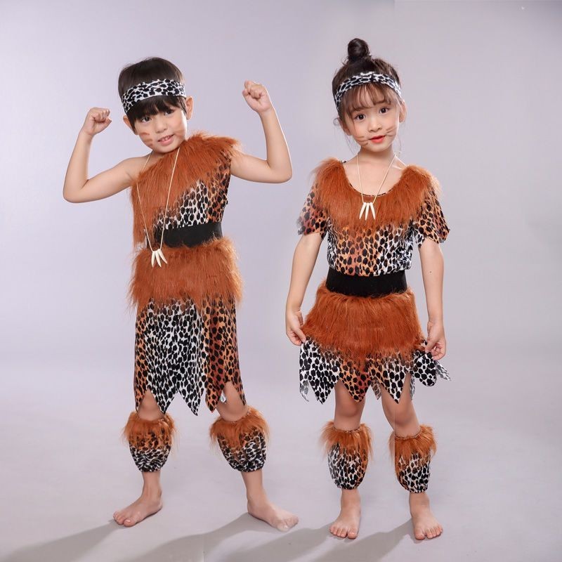 Kostum Pertunjukan Drum Anak Afrika, Kostum Savage, Kostum Balita, Kostum Primitif, Kostum Pemburu,
