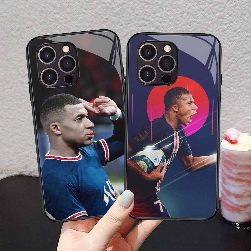 Kaca Mewah Casing untuk iPhone XS 12 Mini X XR 11 Pro Max Case T-31 KylianMbappe