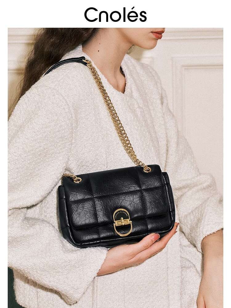 Cnoles Shen Yue's same chain shoulder diamond grid bag