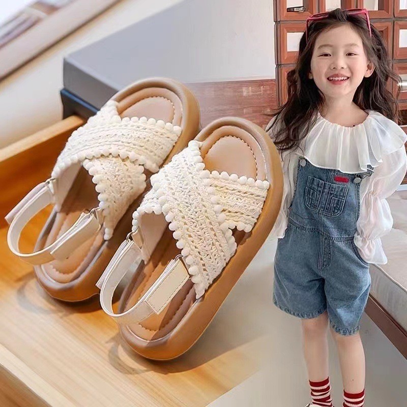 Sandal Perempuan Rajut Anti Selip Sol Lembut