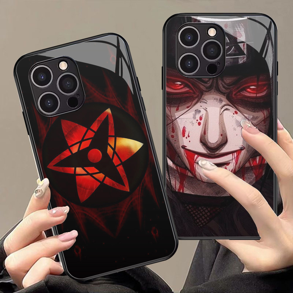 Kaca Mewah Casing untuk iPhone XS 12 Mini X XR 11 Pro Max Case J-21 Naruto Itachi