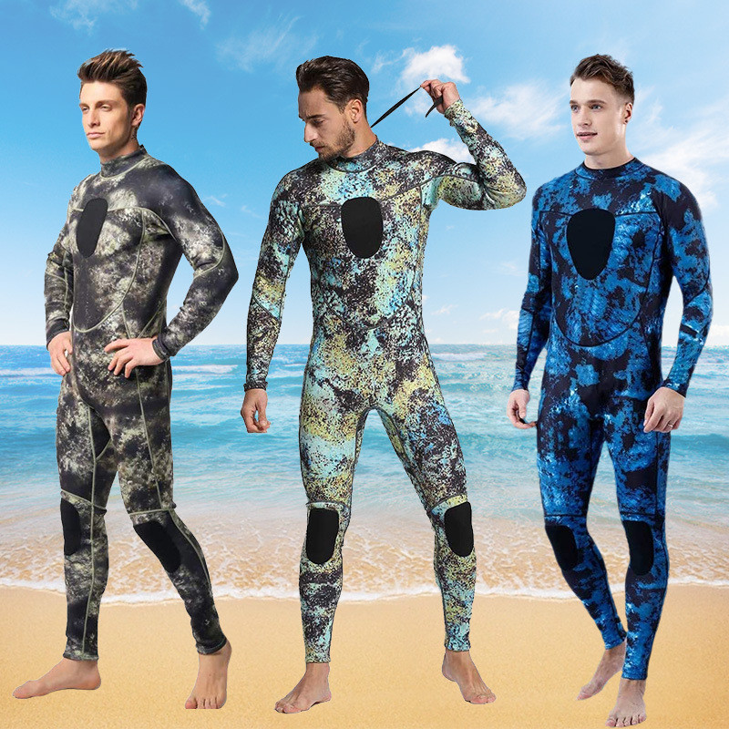 

baju diving 3MM camouflage super elastis digital dicetak satu potong surf untuk ikan laki-laki memburu pakaian menyelam hangat