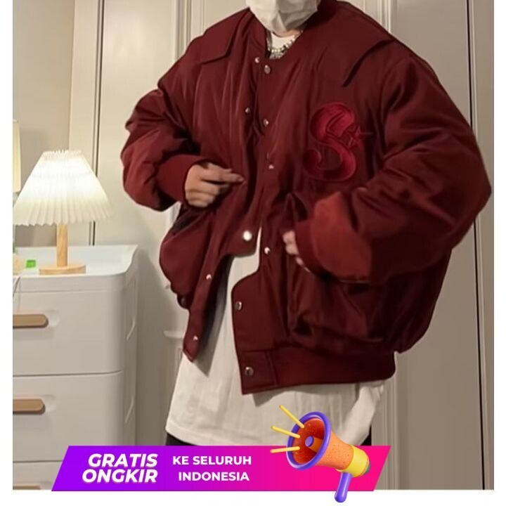 Jaket Pria  Jaket pilot merah anggur, haute couture musim gugur laki-laki, jaket pencarian bintang R