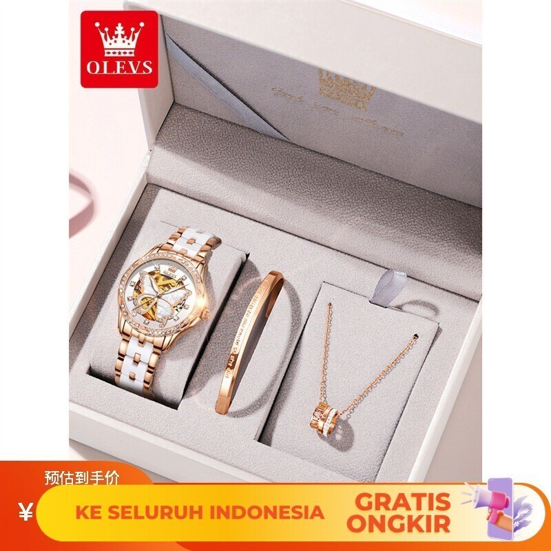 Jam Tangan Wanita  Jam tangan Swiss, mewah ringan niche, mekanik sepenuhnya otomatis, jam dan wanita