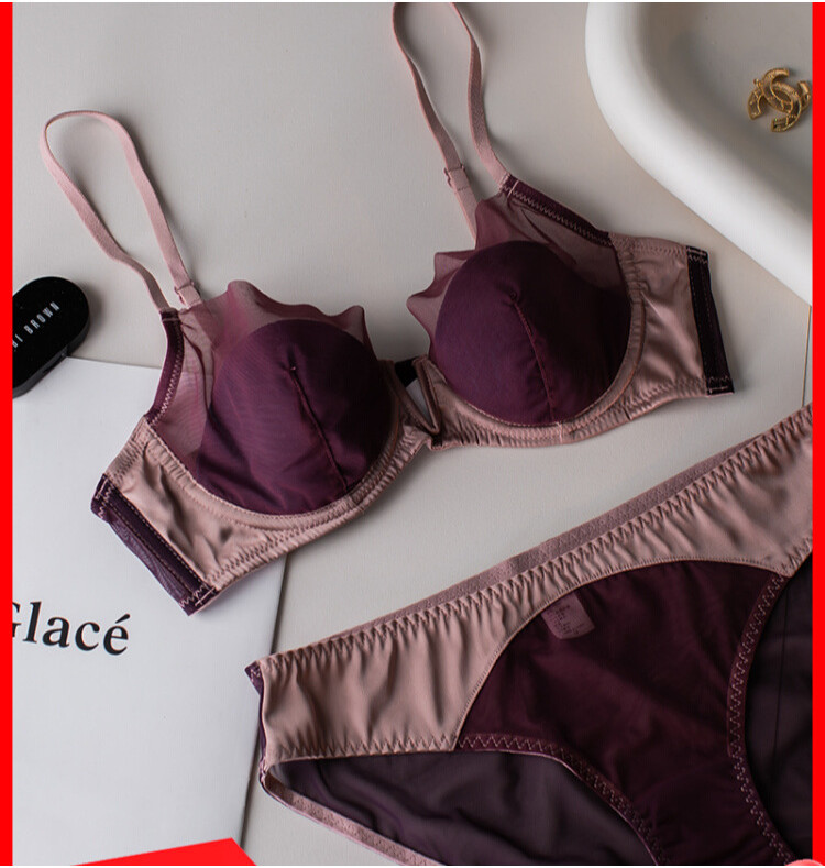 lingeri sexy  Perancis bra tipis seksi set untuk wanita dengan besar dan payudara kecil, lace soft s