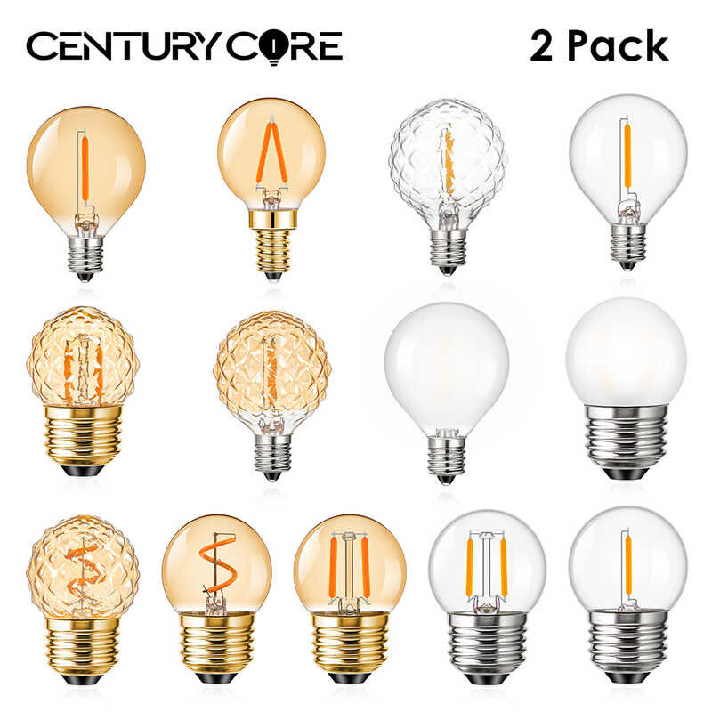 2Pcs Mini Globe G40 Led Bulbs E27 220V E14 E12 Warm White Dimmable Vintage Replaceable Pendant
