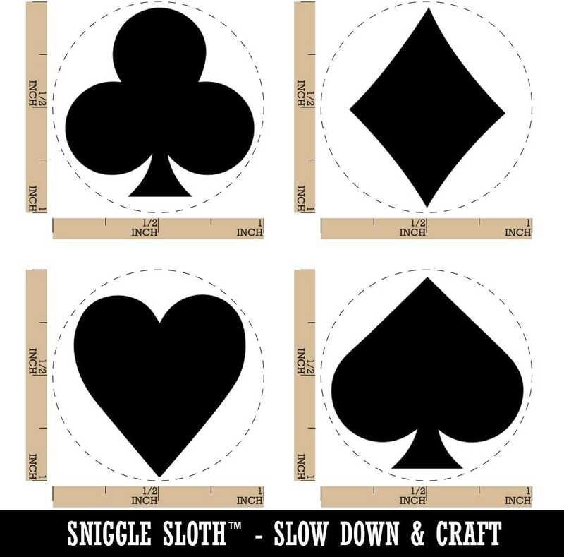 

Playing Card A.B.C.D.E. Suit Symbols Clubs Dias Hearts Spades Rubber Stamp Set for Stamping Cra