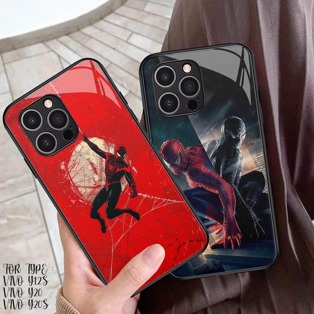 Kaca Mewah Casing untuk iPhone XS 12 Mini X XR 11 Pro Max Case T-6 Spiderman