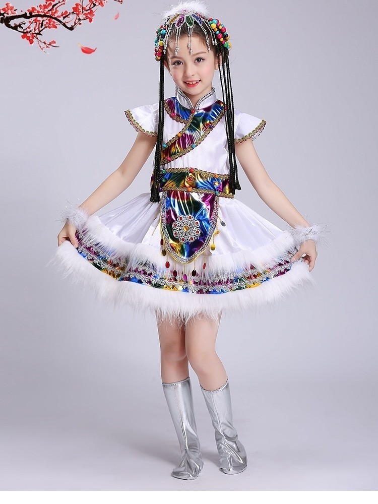 Custome baju anak Tibetan Xizang Inner Mongolia Dance Water Sleeve Daughter Children Lhasa National 