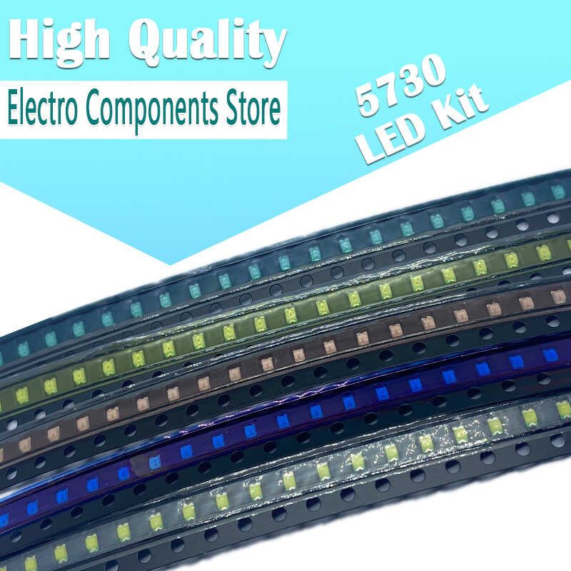 X 100Pcs/Lot 5Colors 20Pcs 5730 Assortment Kit Green Red White Yellow SMD LED Diode Set s