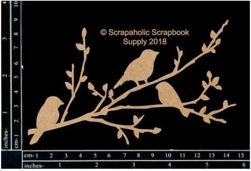 

Scrapaholics Laser A.B.C.D.E. Cut Chipboard 1.8mm Thick-Birds On Branch, 6"X3.75