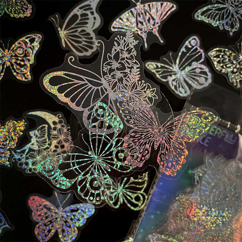 

￥ 100Pcs Transparent Laser Butterfly Sticker Holographic Graffiti Stickers For DIY Lage Laptop Ph