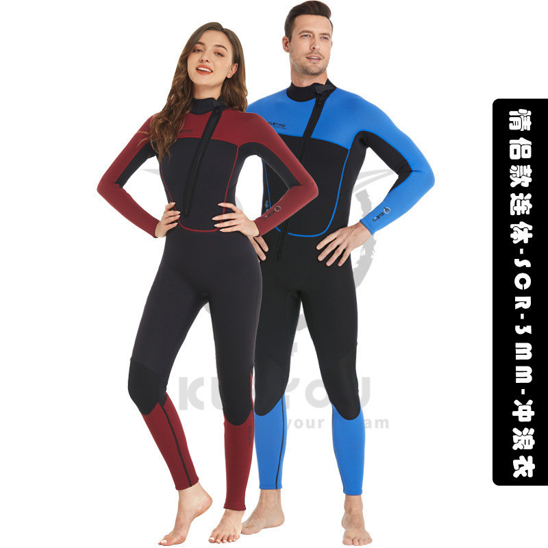

baju diving wanita Pakaian KLEYOU, surf terbuka 3MM depan, satu potongan menyelam hangat, pakaian renang dingin untuk pria dan wanita