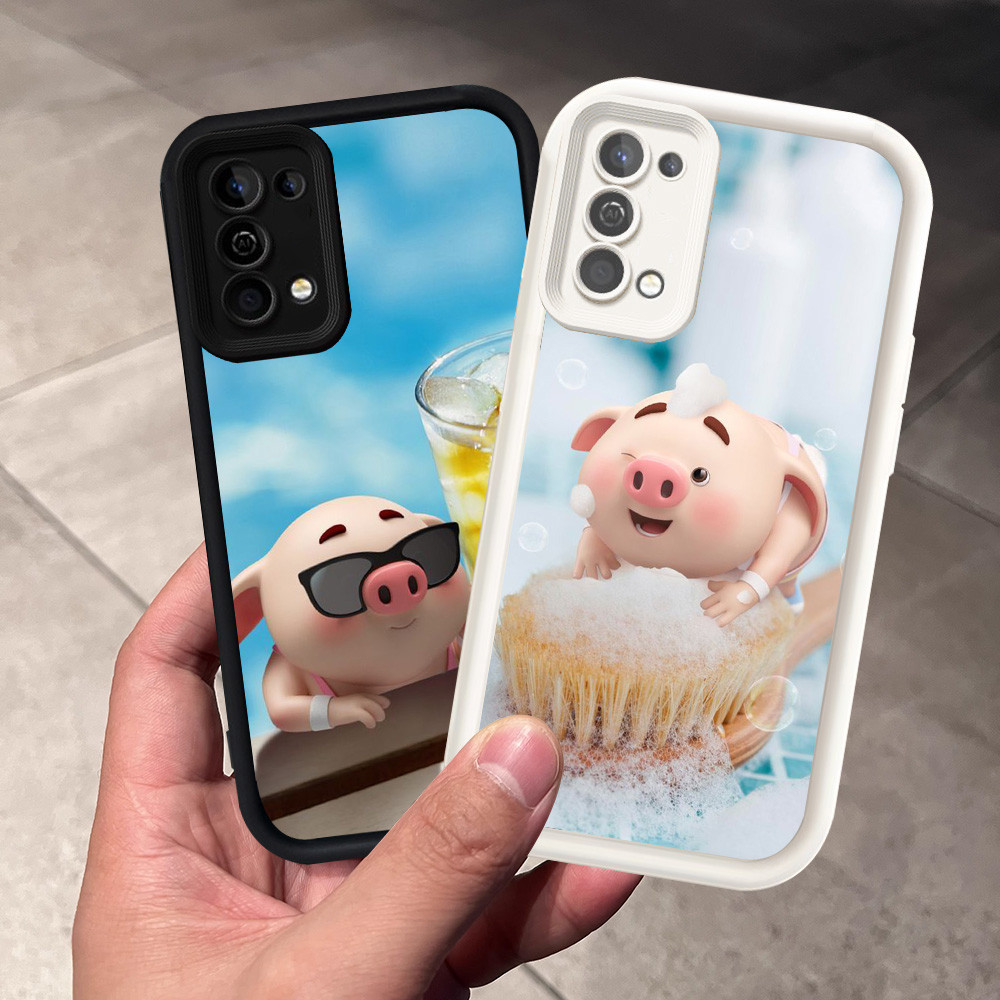 Casing untuk OPPO Reno 4 5 6 5G Find  X3 Lite Silikon Case H-8 Cute Pig Cartoon