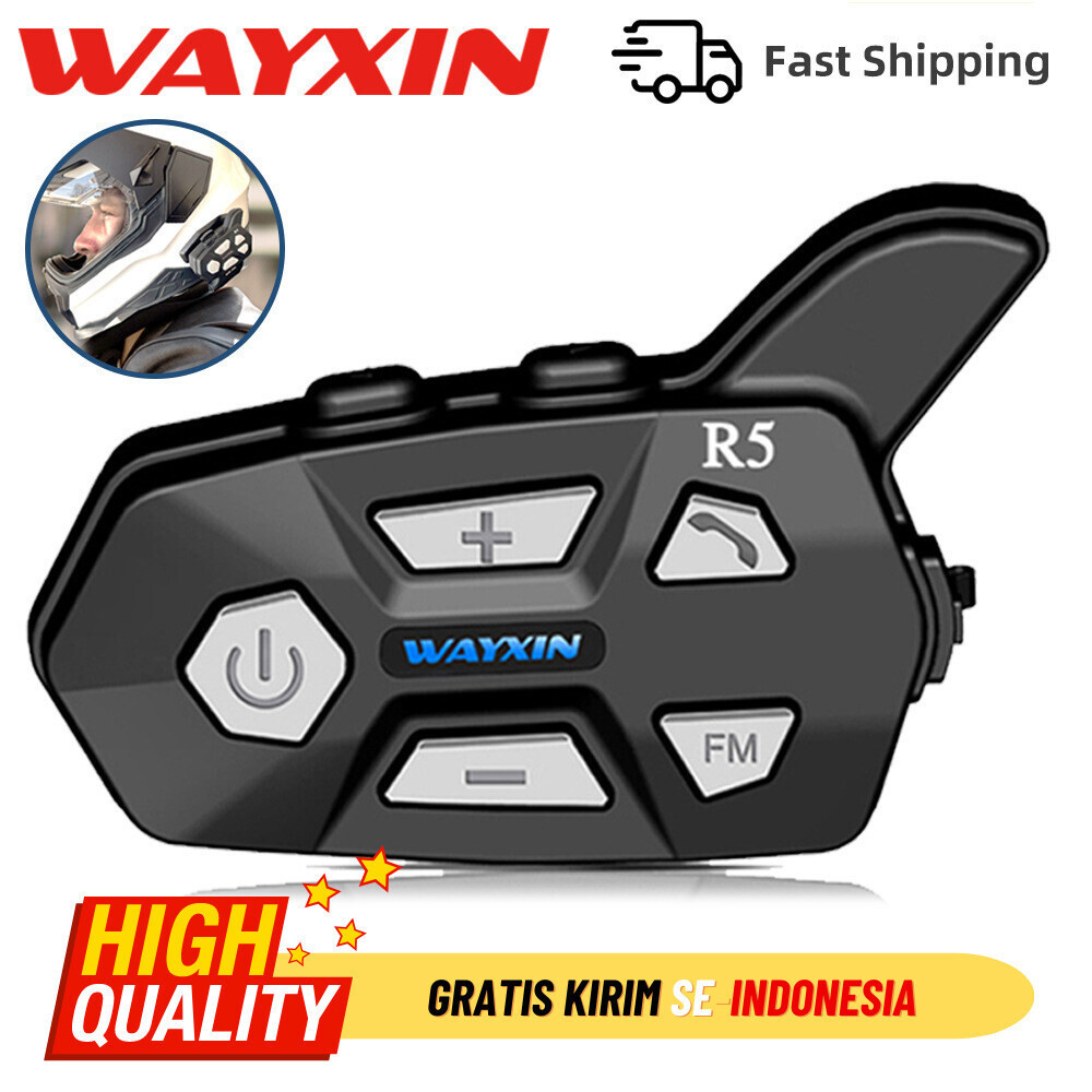 motor walkie talkie WAYXIN R5 Helm Bluetooth headphone