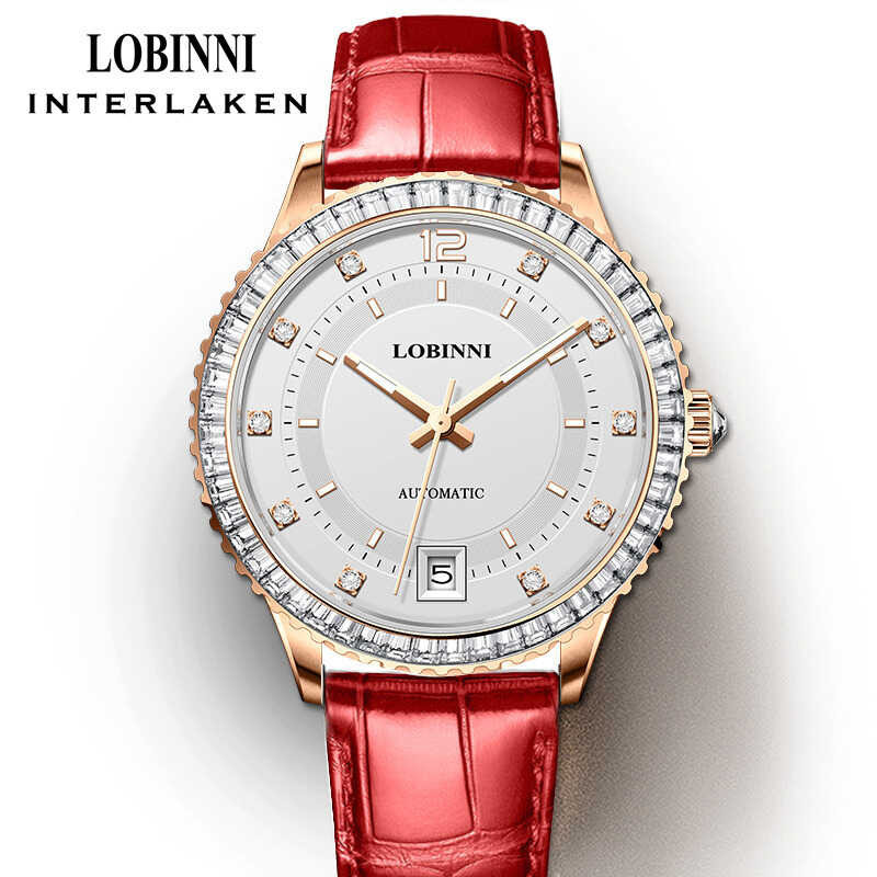 LOBINNI Gem-set Crystal Belzel Female Wristwatches MIYOTA Movement Automatic Mechanical Sapphir