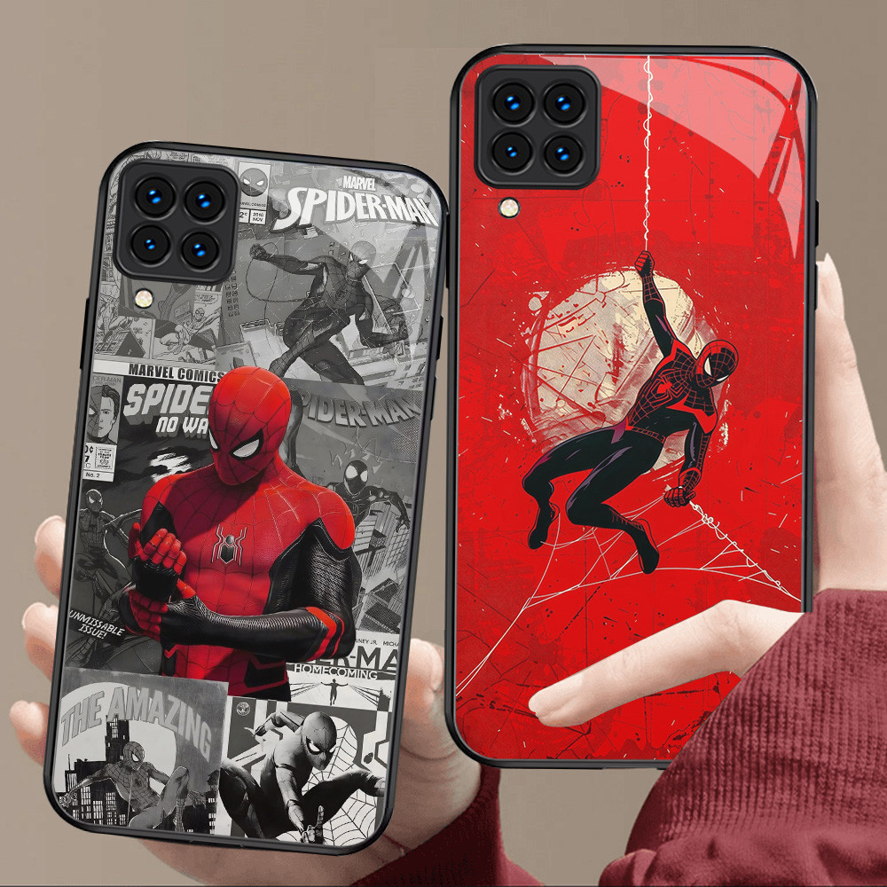 Kaca Mewah Casing untuk Samsung Galaxy A22 M32 M12 A12 5G Case T-6 Spiderman