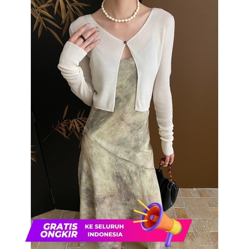 Kardigan Wanita  Sinan Gentle Atmosphere 100 Lyocell Tencel One Button Sun Protection Knitted Cardig