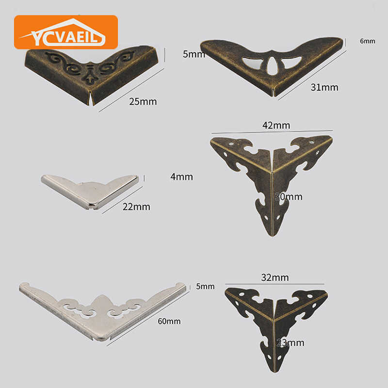 

￥ 8 Pcs Antik Brackets Metal Box Wooden Notebook Album Empat Sisi Corner Guard Protectors Perangk