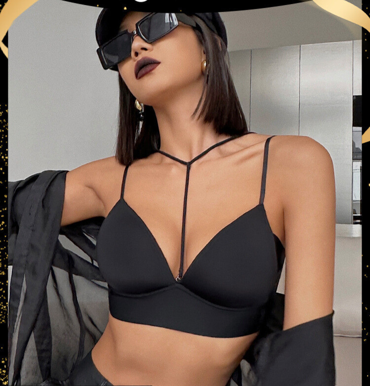 underwear wanita  Pakaian Dalam Neck Bergantung untuk Wanita Musim panas Thin, Traceless, Steel Ring