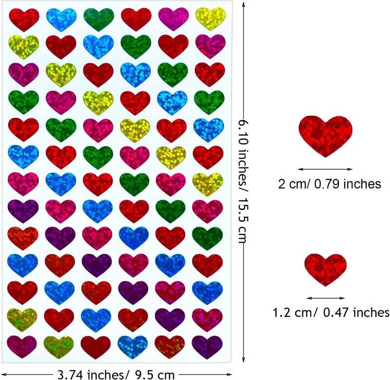

40 A.B.C.D.E. WINORDA Sparkling Heart Stickers Color Decorative Love Stickers Self Adhesive Spa