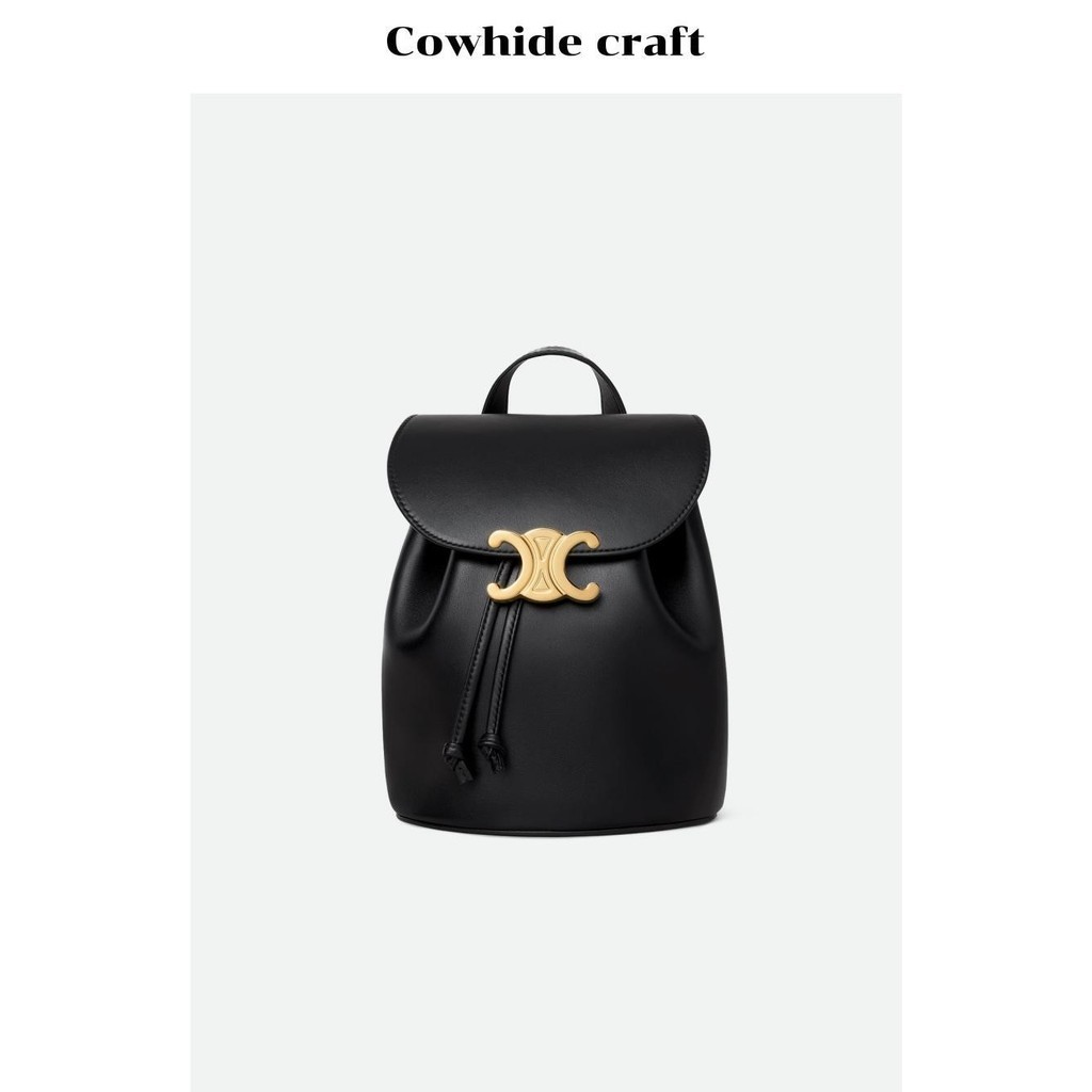 Arch Triumphal Kulit Handheld Drawstring Bucket Bag Commuter Versatile Flip Kasual Mini Backpack