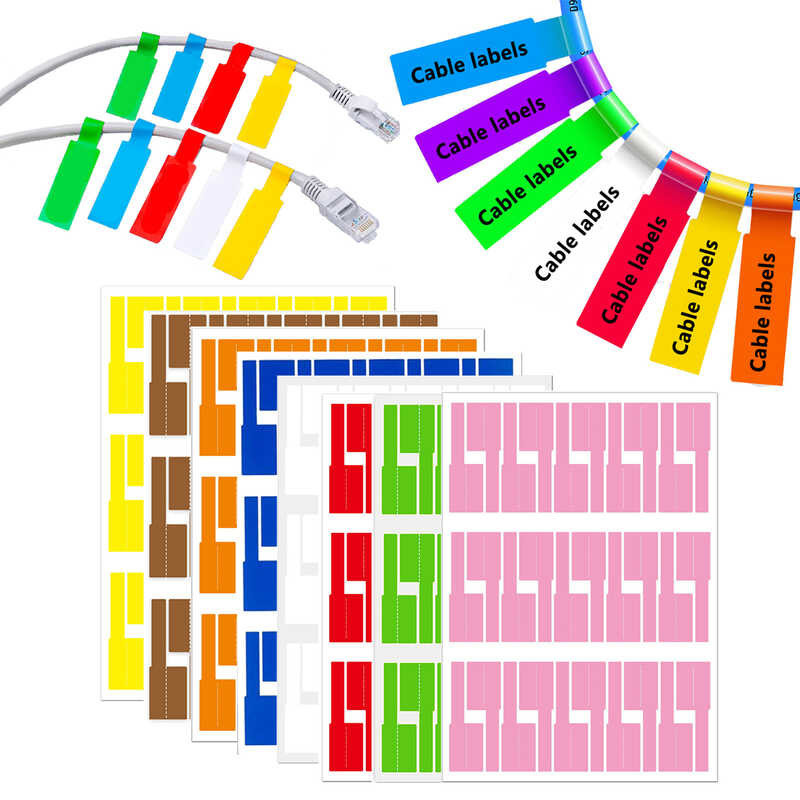 

240 Pcs Label Tags Cable Management Colorful Waterproof Cord for Wire Labels Self Adhesive Tear