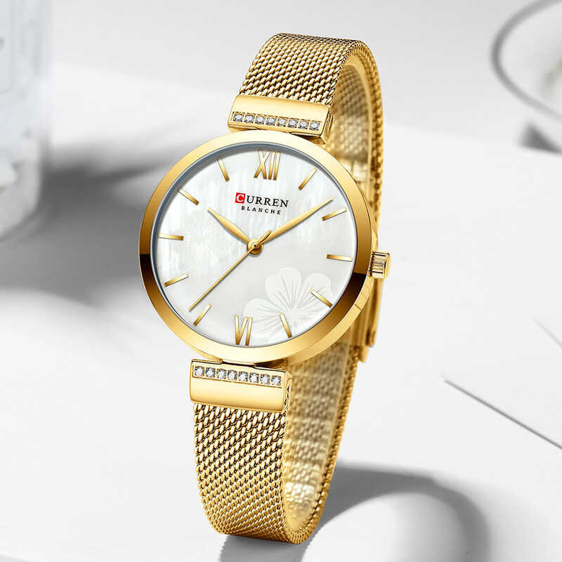 Wristwatch Mesh Gold Ladies Watches Brand CURREN Elegant Simple Quartz Watch Women's Bracelet C