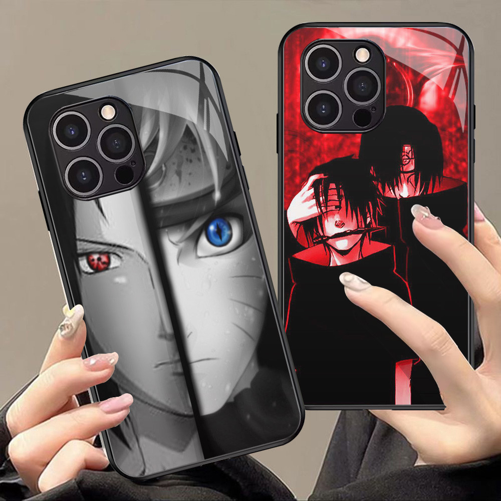 Kaca Mewah Casing untuk iPhone XS 12 Mini X XR 11 Pro Max Case J-42 Anime Naruto