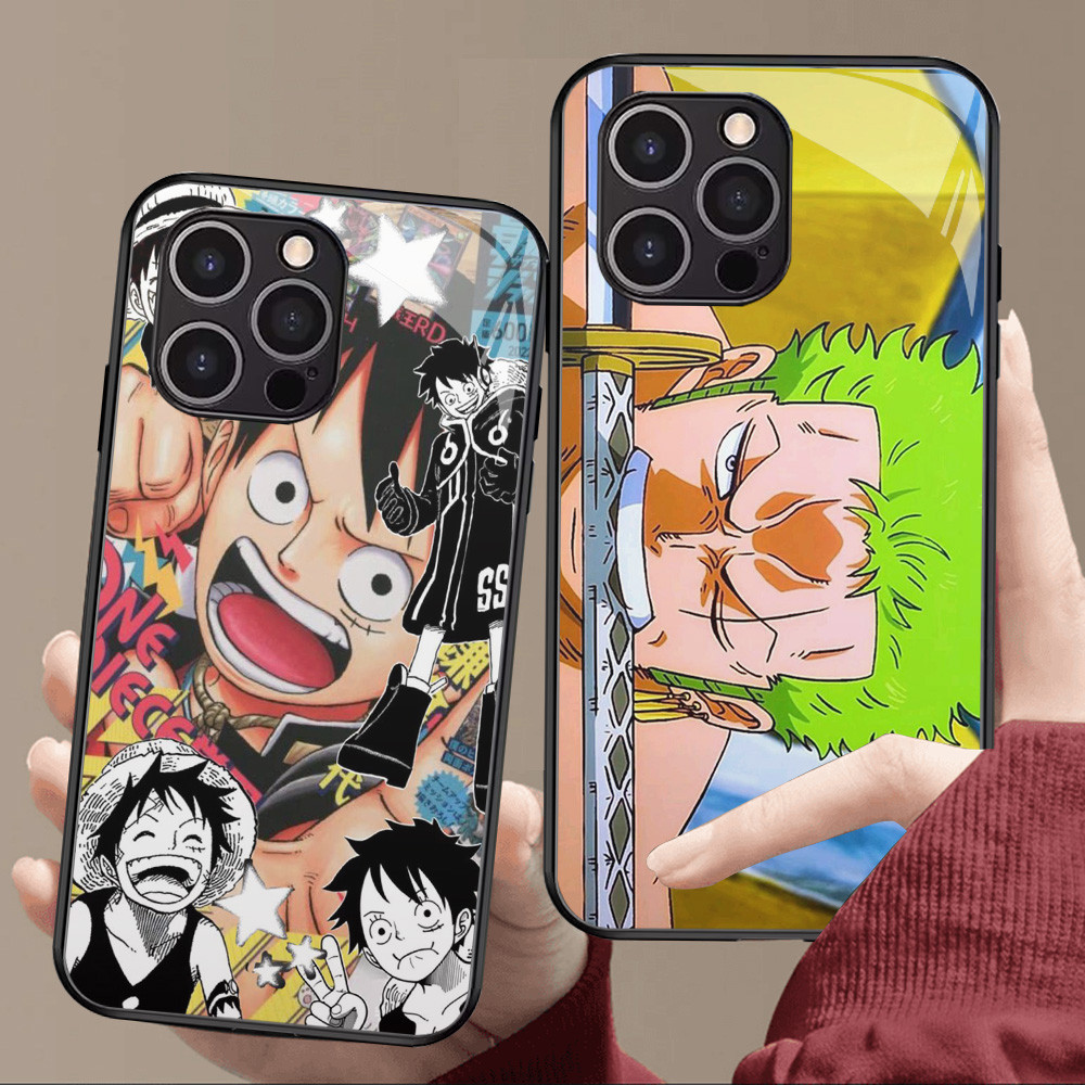 Kaca Mewah Casing untuk iPhone 7 13 Mini 8 Pro Max Plus SE 2020 2022 Case T-16 One Piece