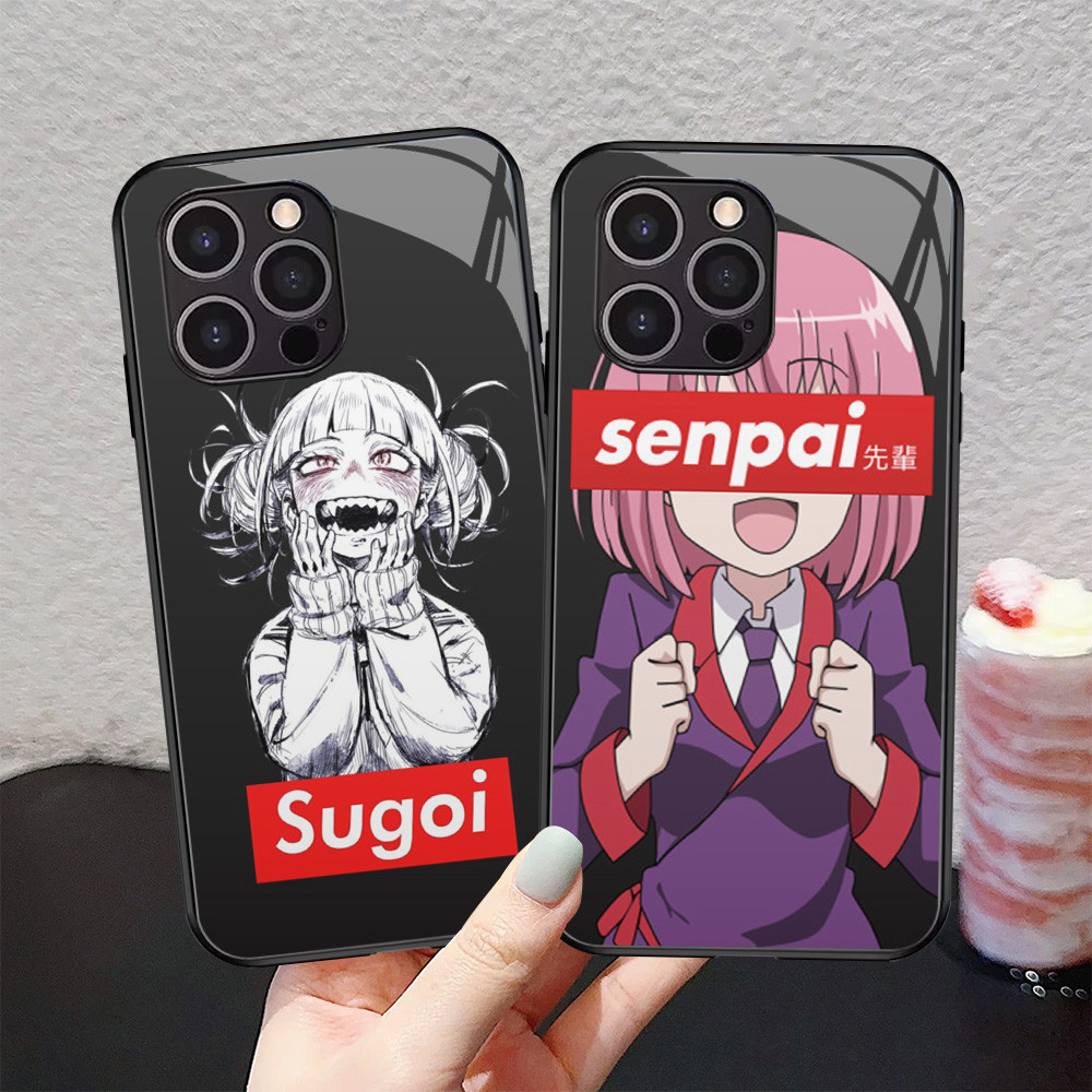 Kaca Mewah Casing untuk iPhone XS 12 Mini X XR 11 Pro Max Case J-11 Waifu Sugoi Anime